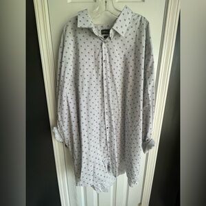White Button-Up Shirt with Oragami Crane pattern